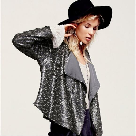 Free People Luxury Drippy Sequin Jacket - Picture 1 of 14